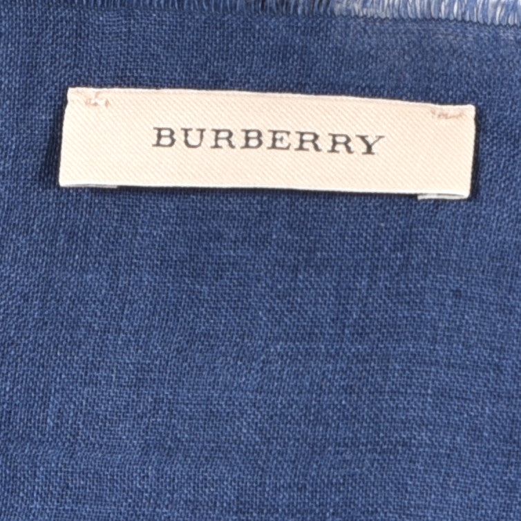 Burberry Wool Silk Gauze Ombre Giant Check Scarf Cadet Blue 3 of 4
