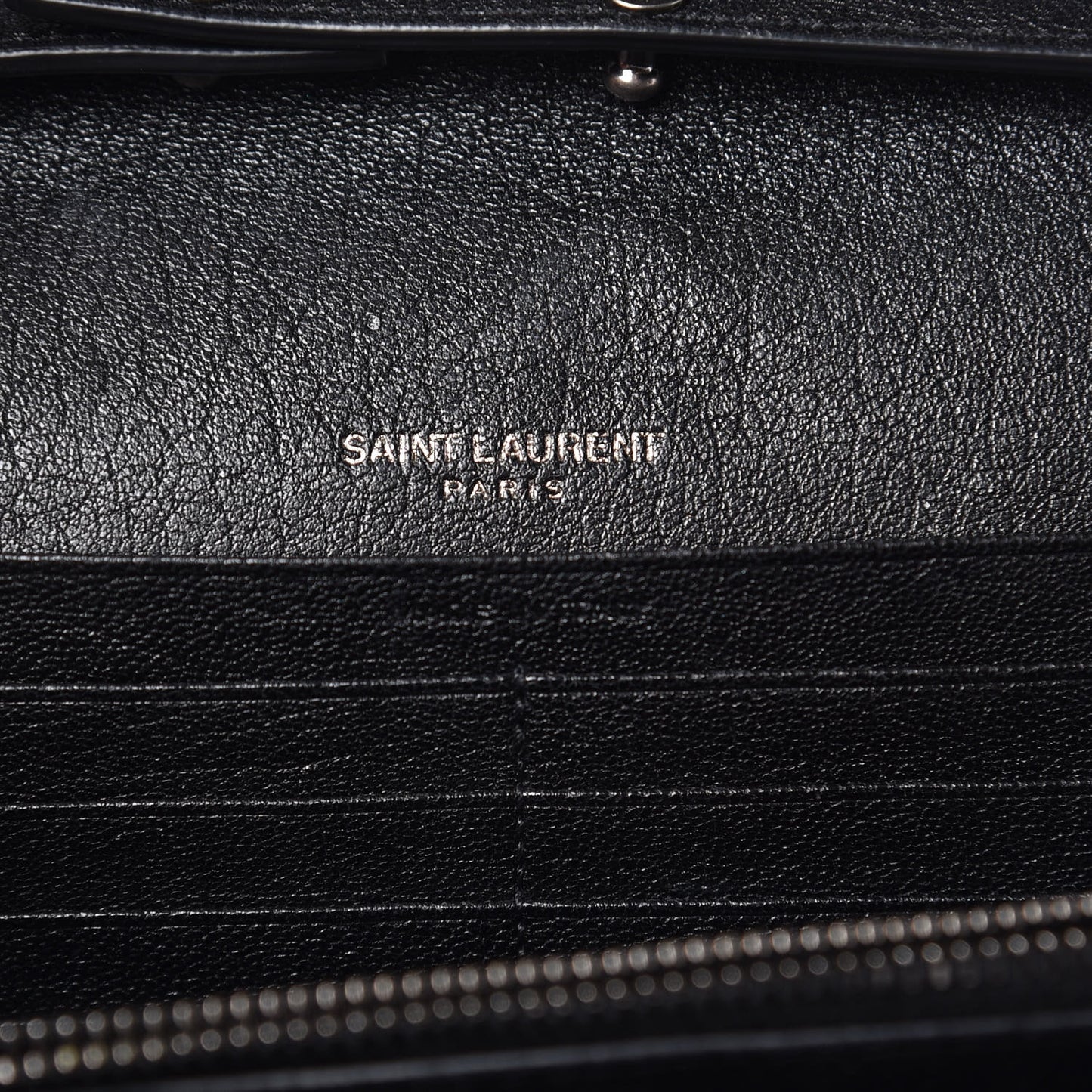 Grain De Poudre Matelasse Chevron Studded Monogram Chain Wallet Black