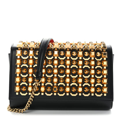 Christian Louboutin Calfskin Spikes Empire Paloma Clutch Black 1 of 10