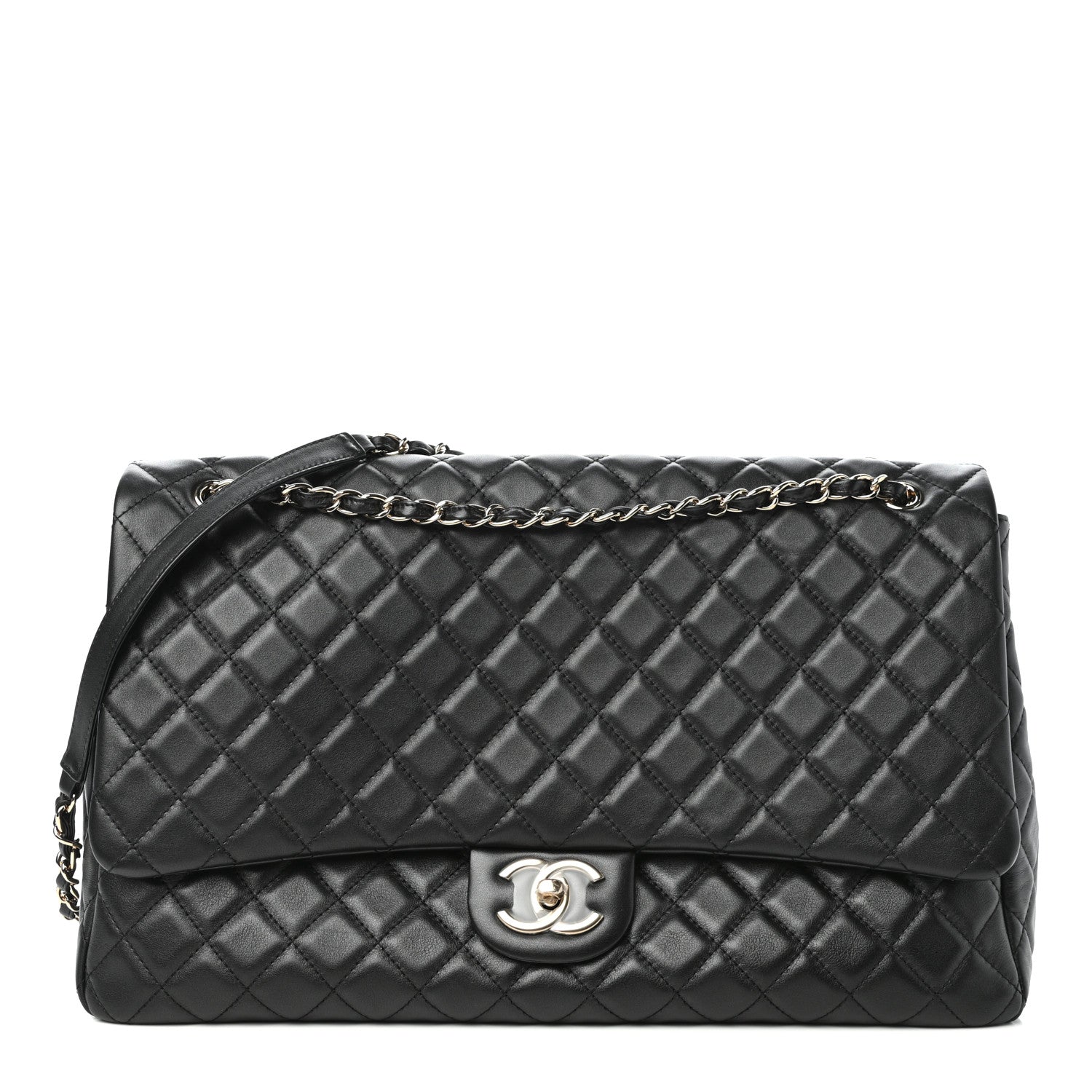 Chanel Metallized Calfskin Quilted XXL Travel Flap Bag Black 1 of 10