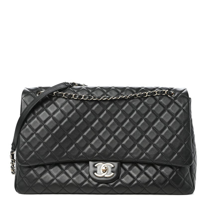 Chanel Metallized Calfskin Quilted XXL Travel Flap Bag Black 1 of 10