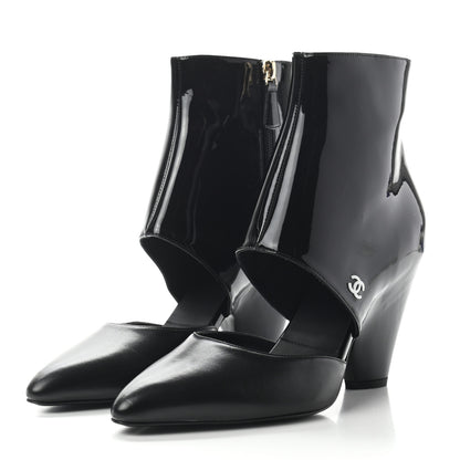 Chanel Lambskin Patent Calfskin Short Ankle Boots 38.5 Black 2 of 7