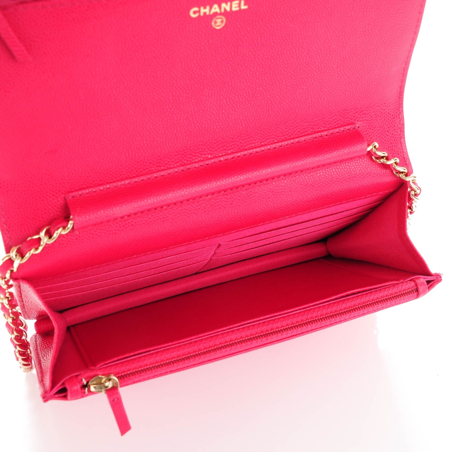 Chanel Caviar Camellia Embossed Wallet On Chain WOC Fuschia 5 of 8