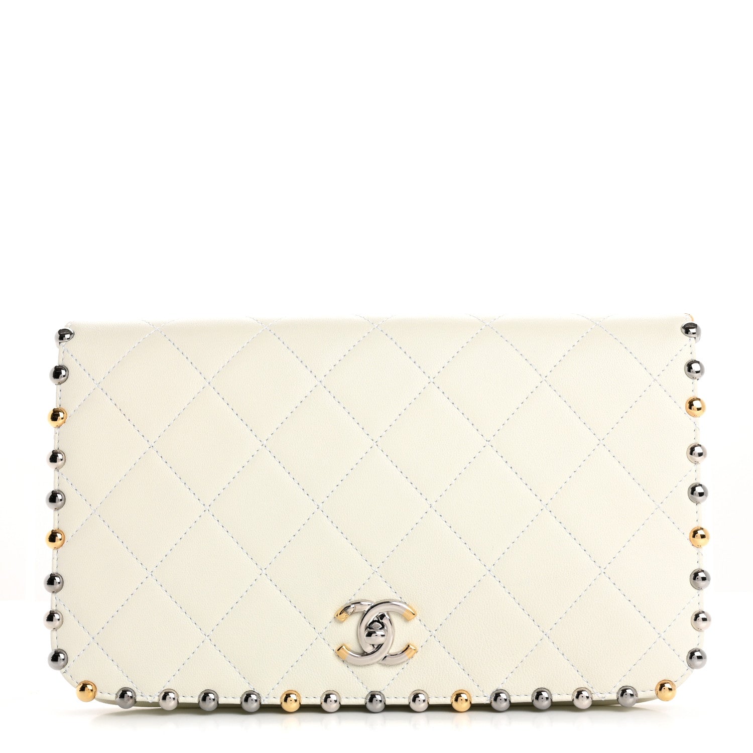 Chanel Lambskin Quilted Bubble Clutch White 1 of 7