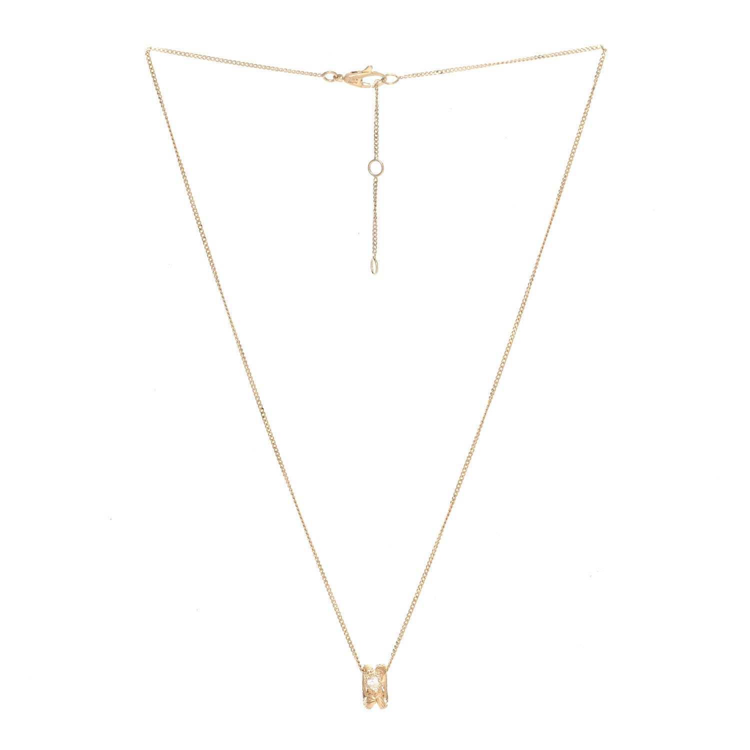Gucci 18K Yellow Gold Diamond Ouroboros Pendant Necklace 3 of 4