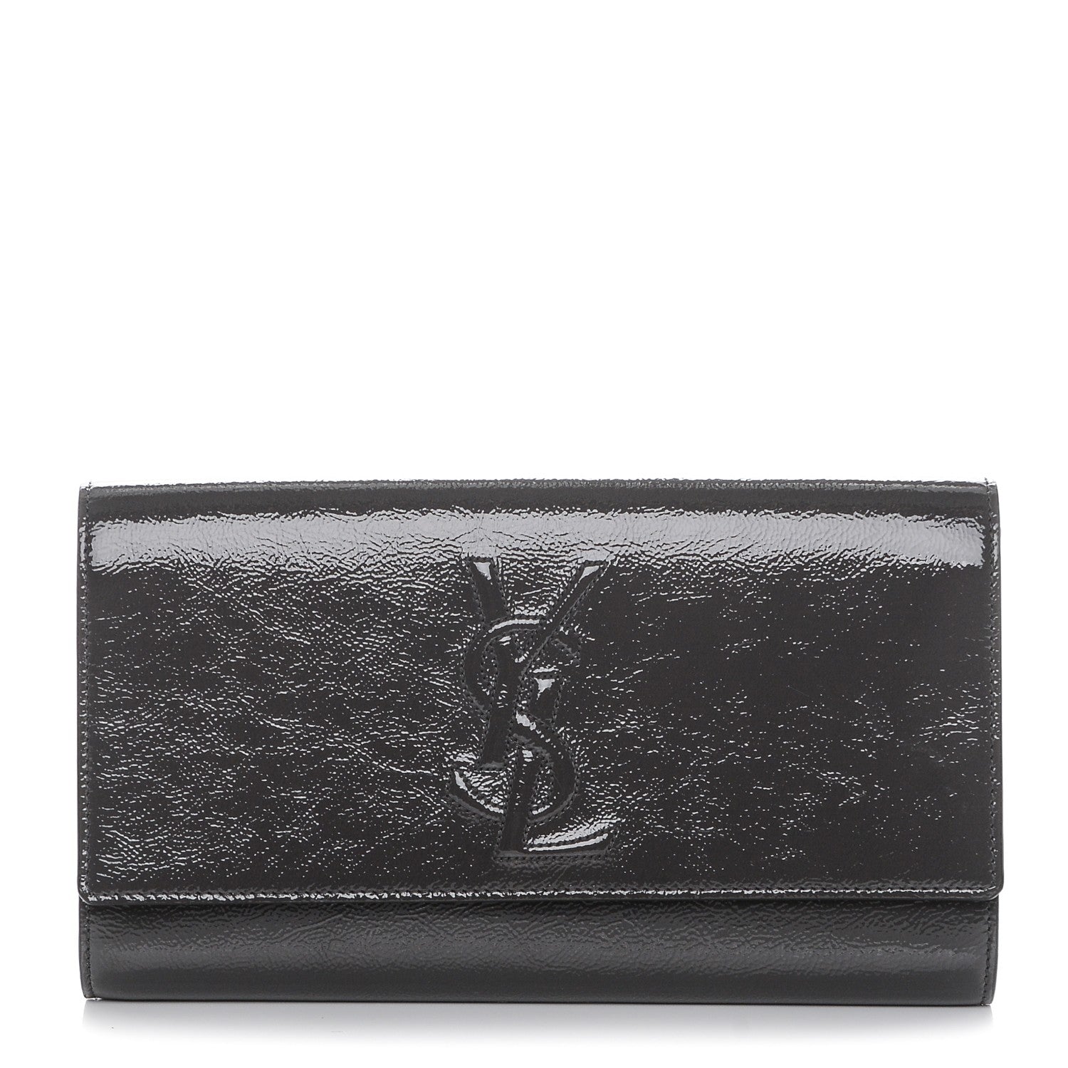 Saint Laurent Textured Patent Monogram Large Belle de Jour Clutch Grey 1 of 7