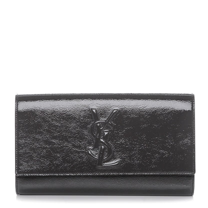 Saint Laurent Textured Patent Monogram Large Belle de Jour Clutch Grey 1 of 7