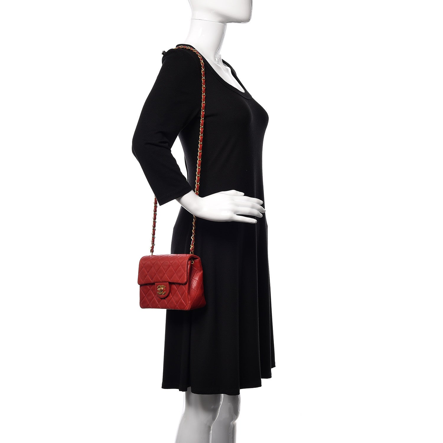 Chanel Lambskin Quilted Mini Square Flap Red 2 of 10