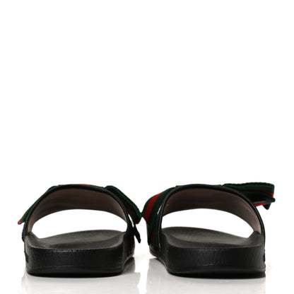 Gucci Satin Web Bow Slide Sandals 36 Black 6 of 12