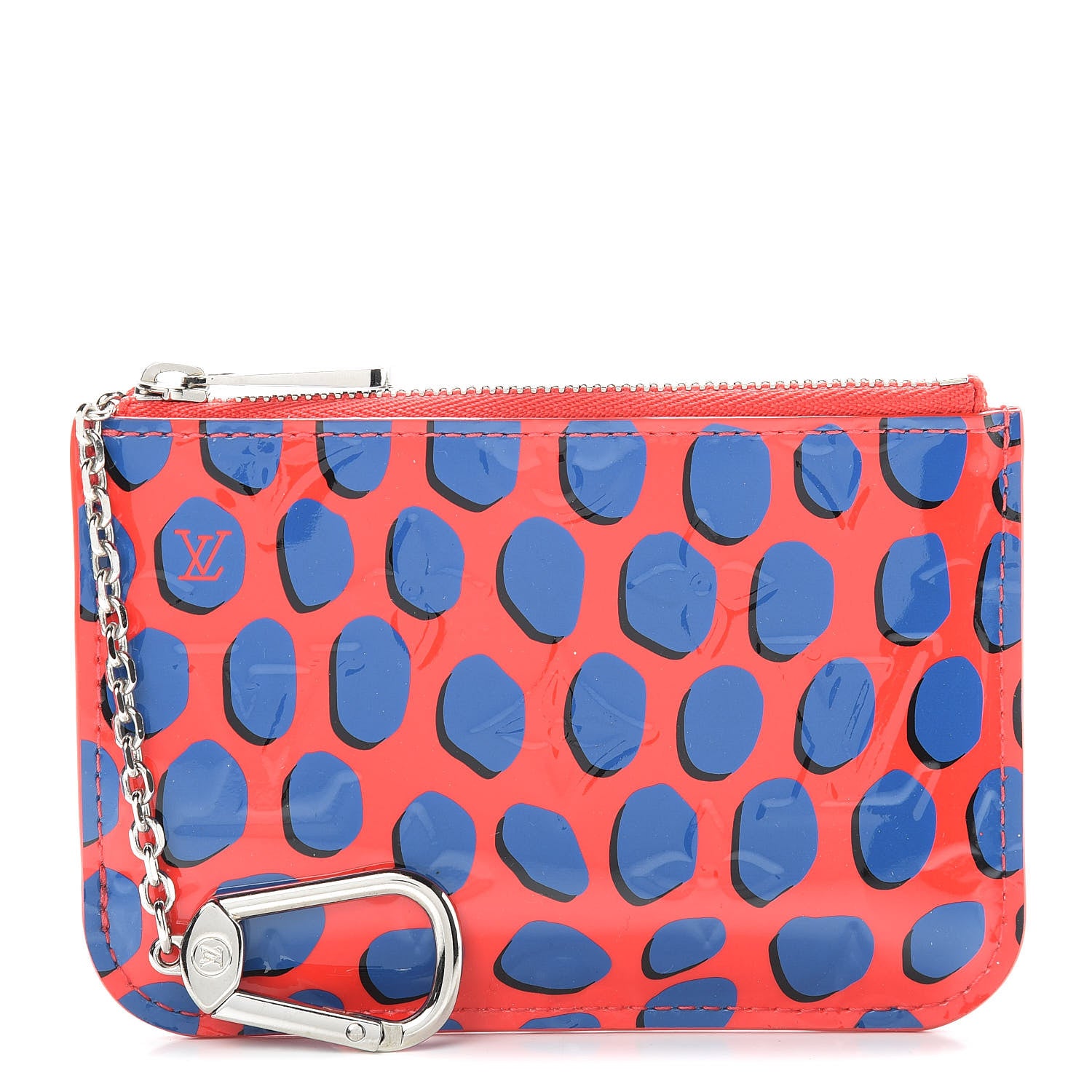 Louis Vuitton Vernis Jungle Dots Key Pouch Coquelicot Denim 1 of 6