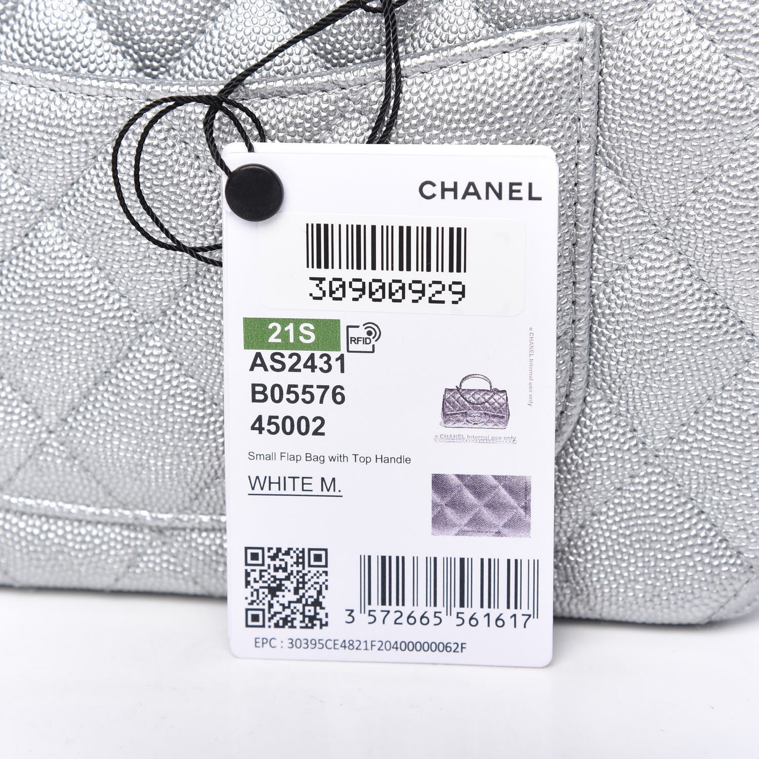 Chanel Metallic Caviar Quilted Mini Top Handle Rectangular Flap Silver 11 of 11