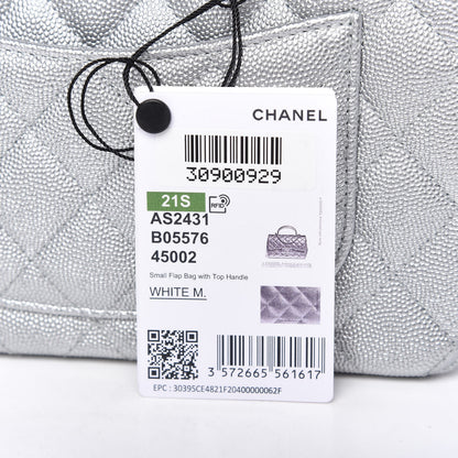 Chanel Metallic Caviar Quilted Mini Top Handle Rectangular Flap Silver 11 of 11