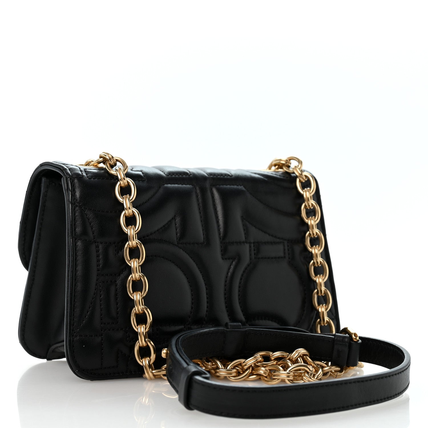 Salvatore Ferragamo Calfskin Quilted Gancini Flap Bag Black 3 of 11