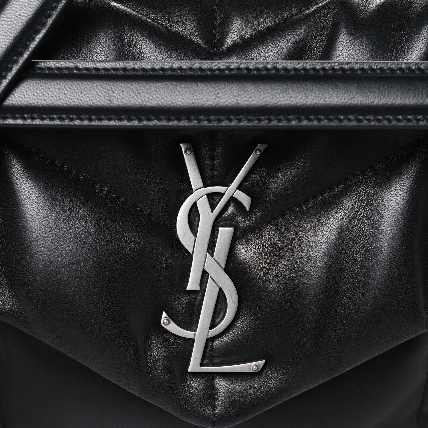Saint Laurent Lambskin Quilted Small Loulou Puffer Monogram Chain Satchel Black 9 of 11