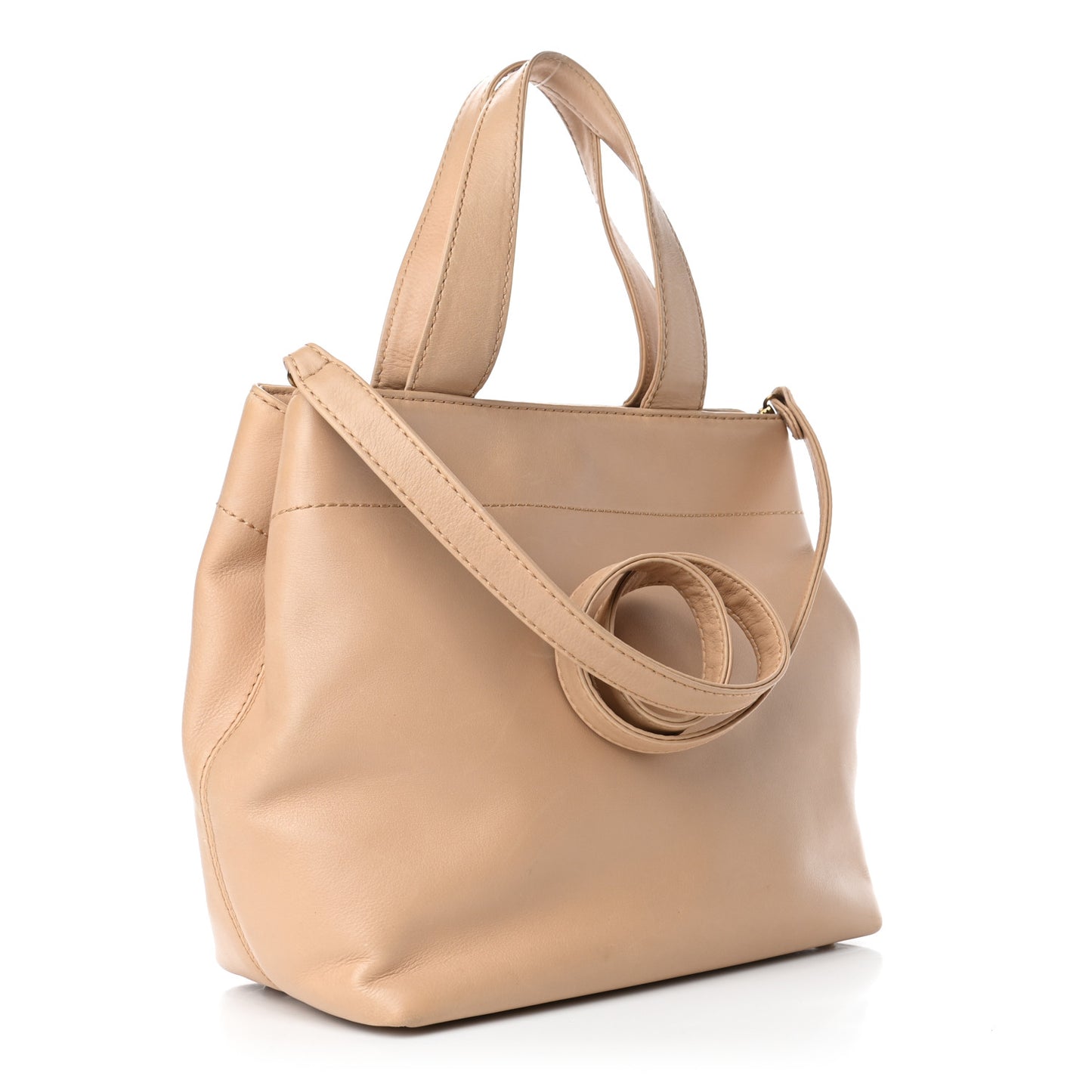 Calfskin Turnlock Shopper Tote Beige