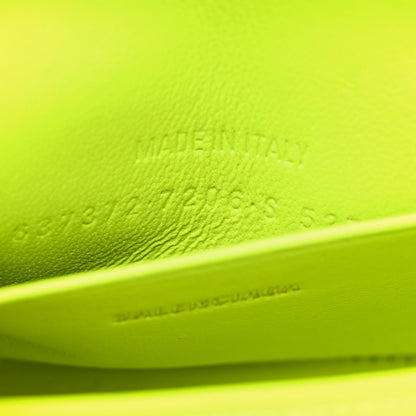 Balenciaga Semi Shiny Calfskin Crocodile Embossed Hourglass Top Handle Bag Mini Fluo Yellow 7 of 11