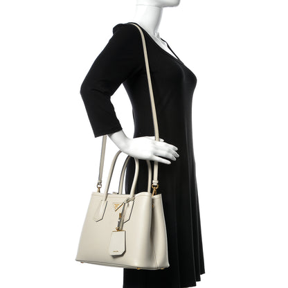 Prada Saffiano Cuir Small Double Bag Talco Black 2 of 13