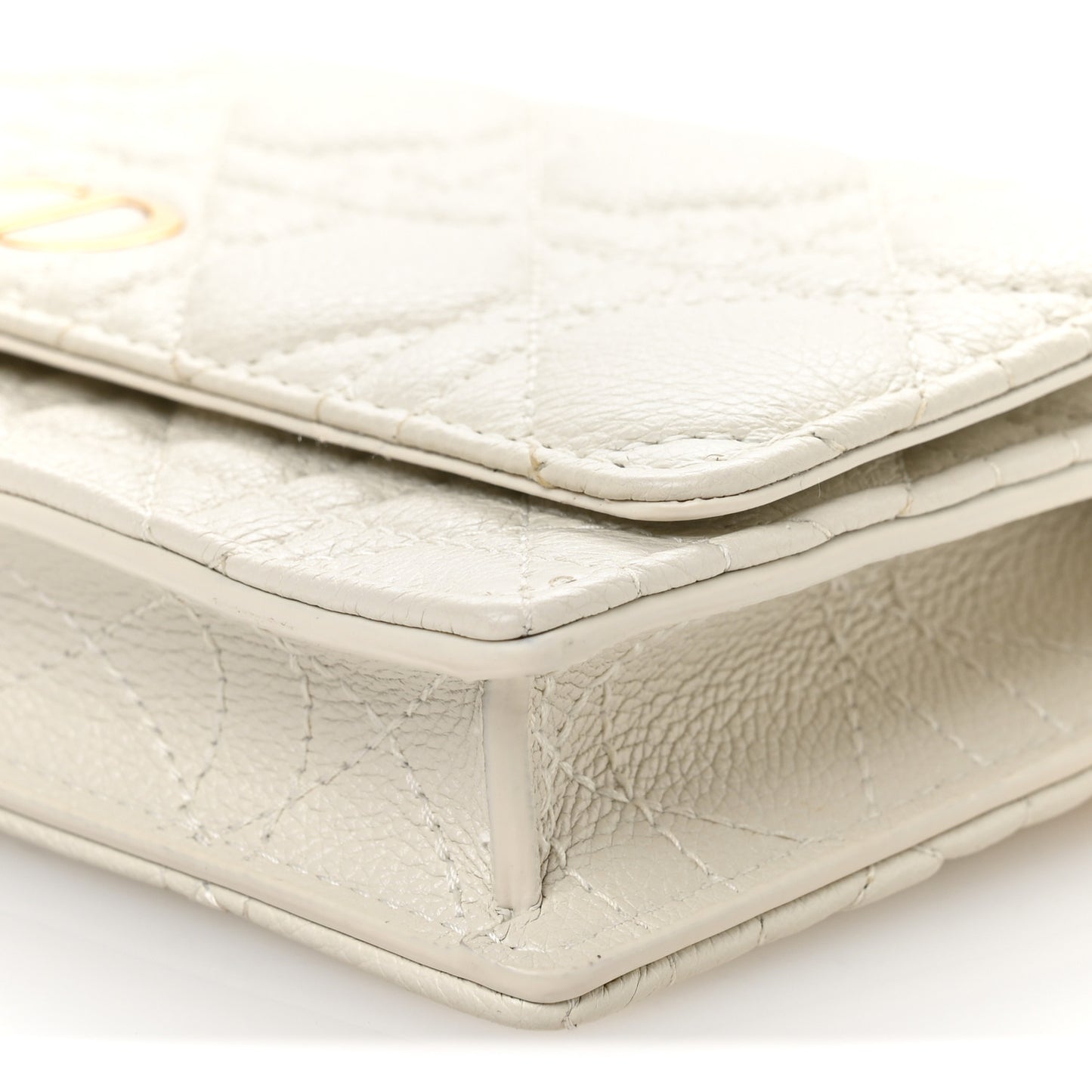 Supple Calfskin Caro Pouch with Chain Latte