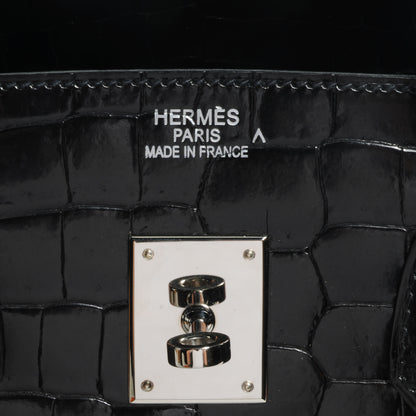 Hermes Shiny Porosus Crocodile Birkin 35 Black 8 of 11