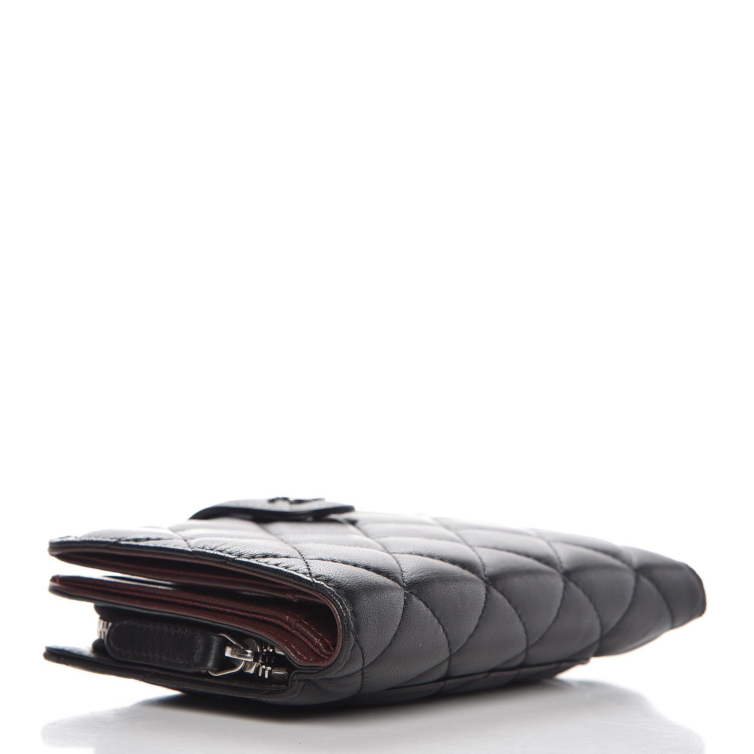 Chanel Lambskin Quilted Zipped Pocket Wallet Black 4 of 10