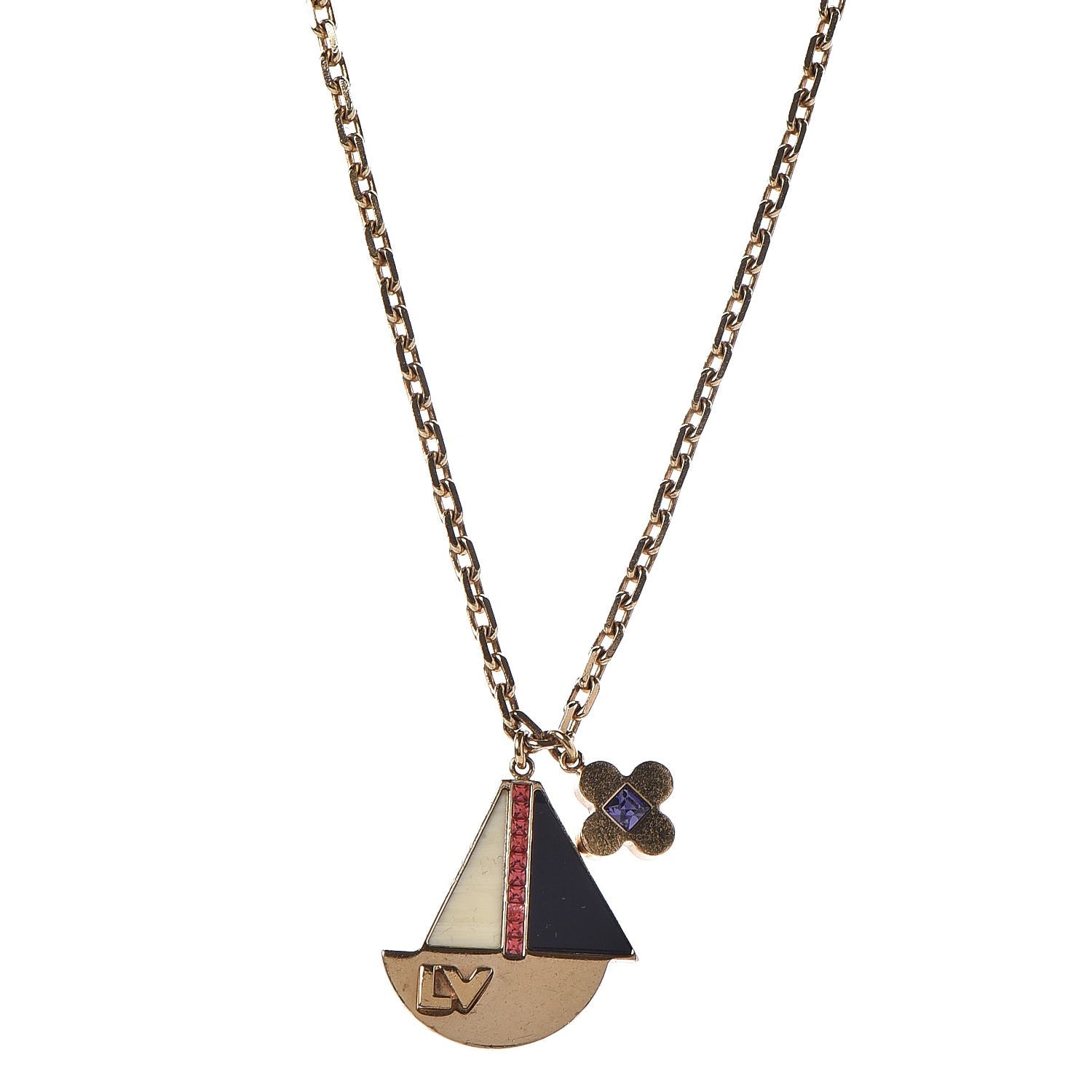 Louis Vuitton Resin Crystal Float Your Boat Pendant Necklace 1 of 7