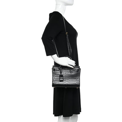 Saint Laurent Calfskin Crocodile Embossed Nano Sac De Jour Black 2 of 10