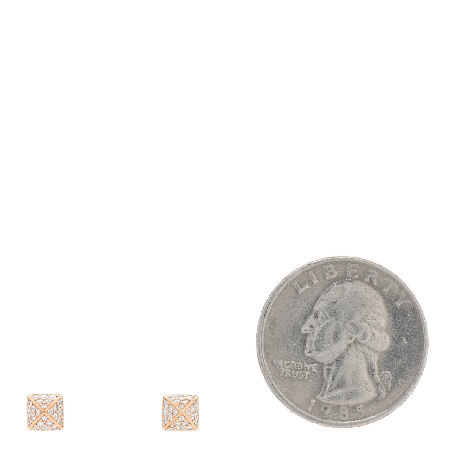Hermes 18K Rose Gold Diamond Clou d'H Stud Earrings 2 of 5