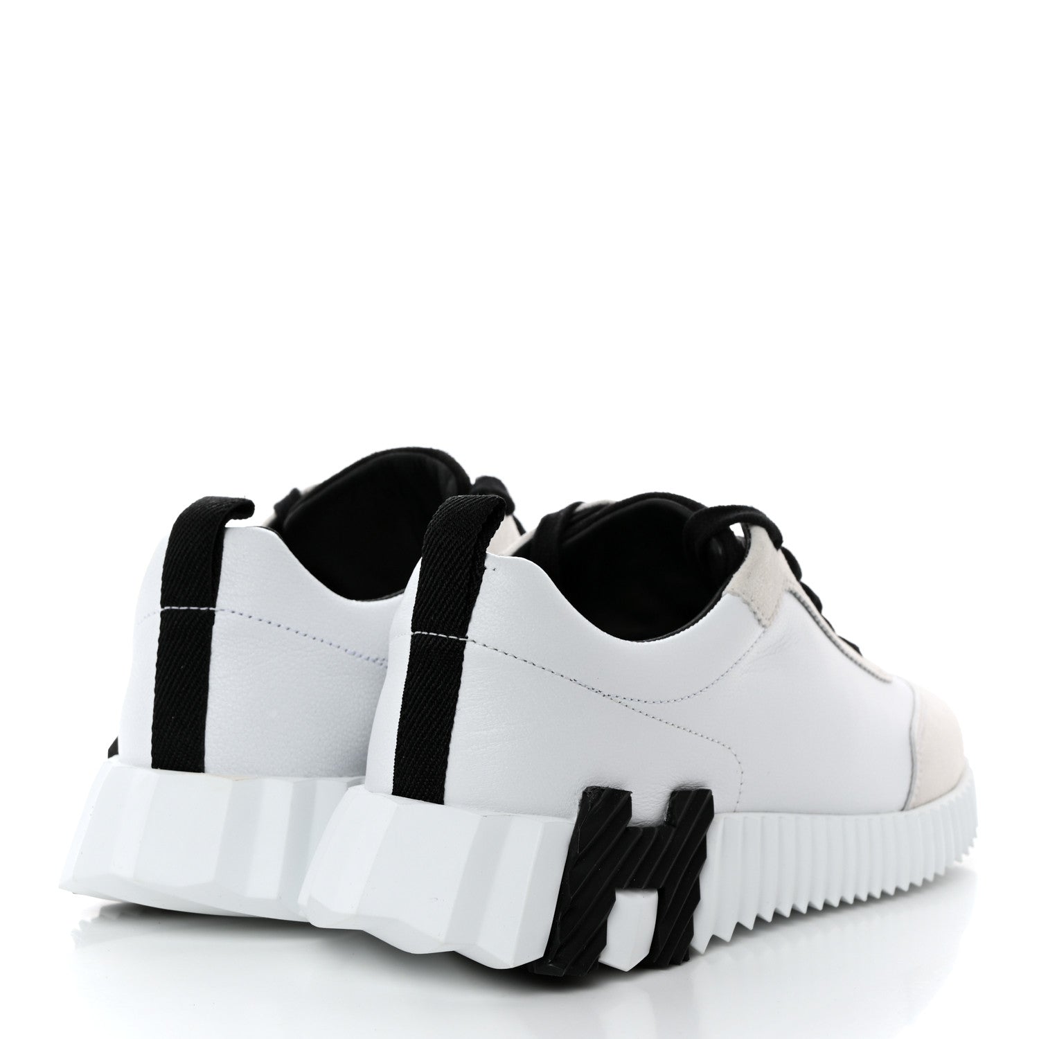 Hermes Goatskin Suede Bouncing Sneakers 37.5 White Black 4 of 10