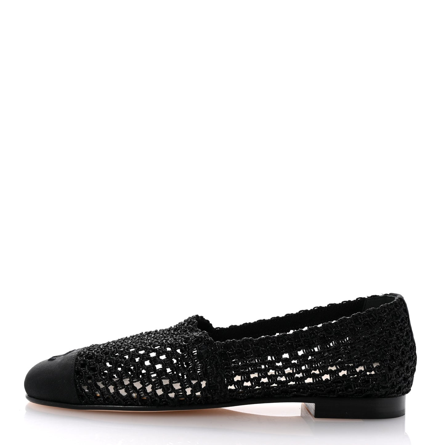 Knit Grosgrain Cap Toe CC Moccasin Loafers  36.5 Black
