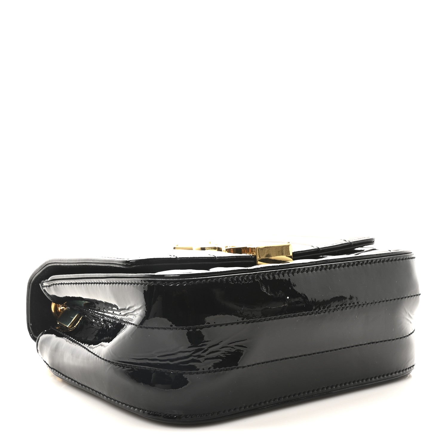 Saint Laurent Patent Calfskin Matelasse Monogram Small Vicky Chain Bag Black 4 of 10