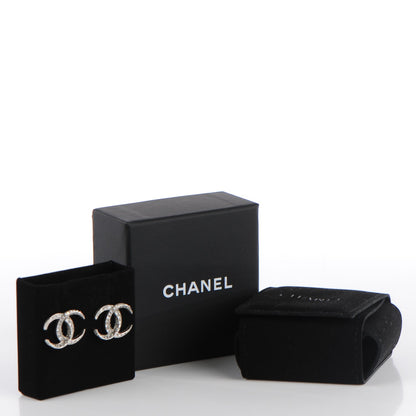 Chanel Crystal CC Moon Earrings Silver 5 of 5