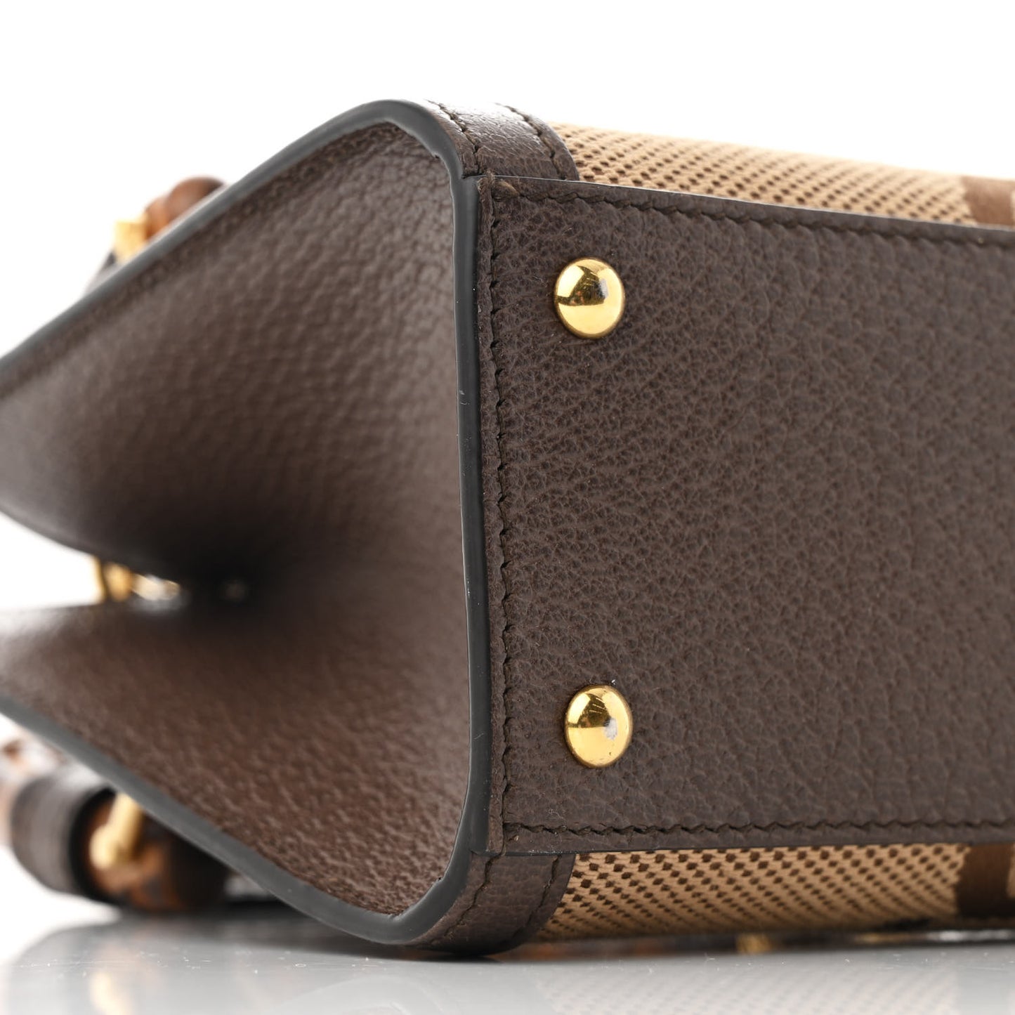 Monogram Jumbo GG Textured Dollar Calfskin Mini Diana Tote Bag Camel Ebony New Acero