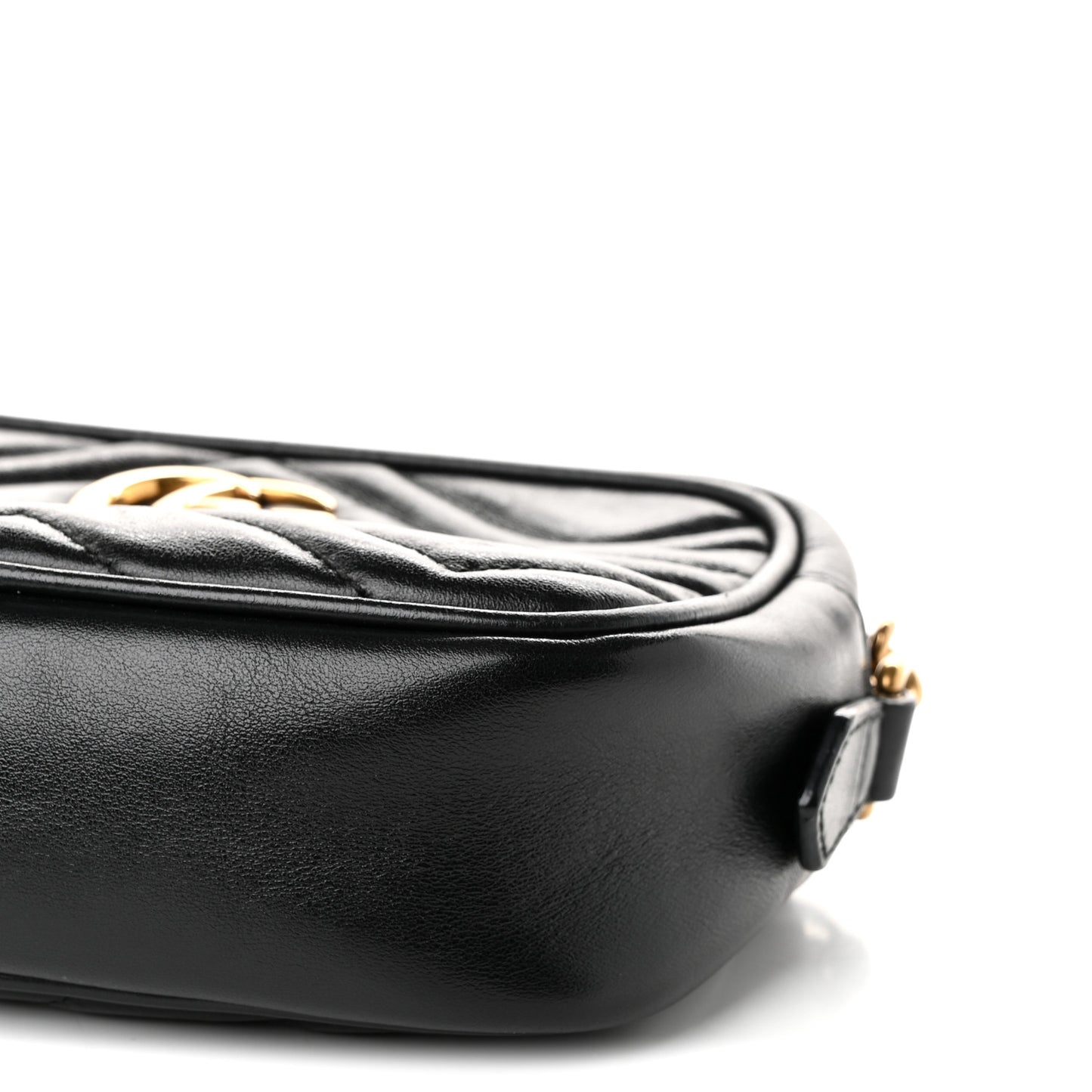 Calfskin Matelasse Mini GG Marmont Chain Shoulder Bag Black