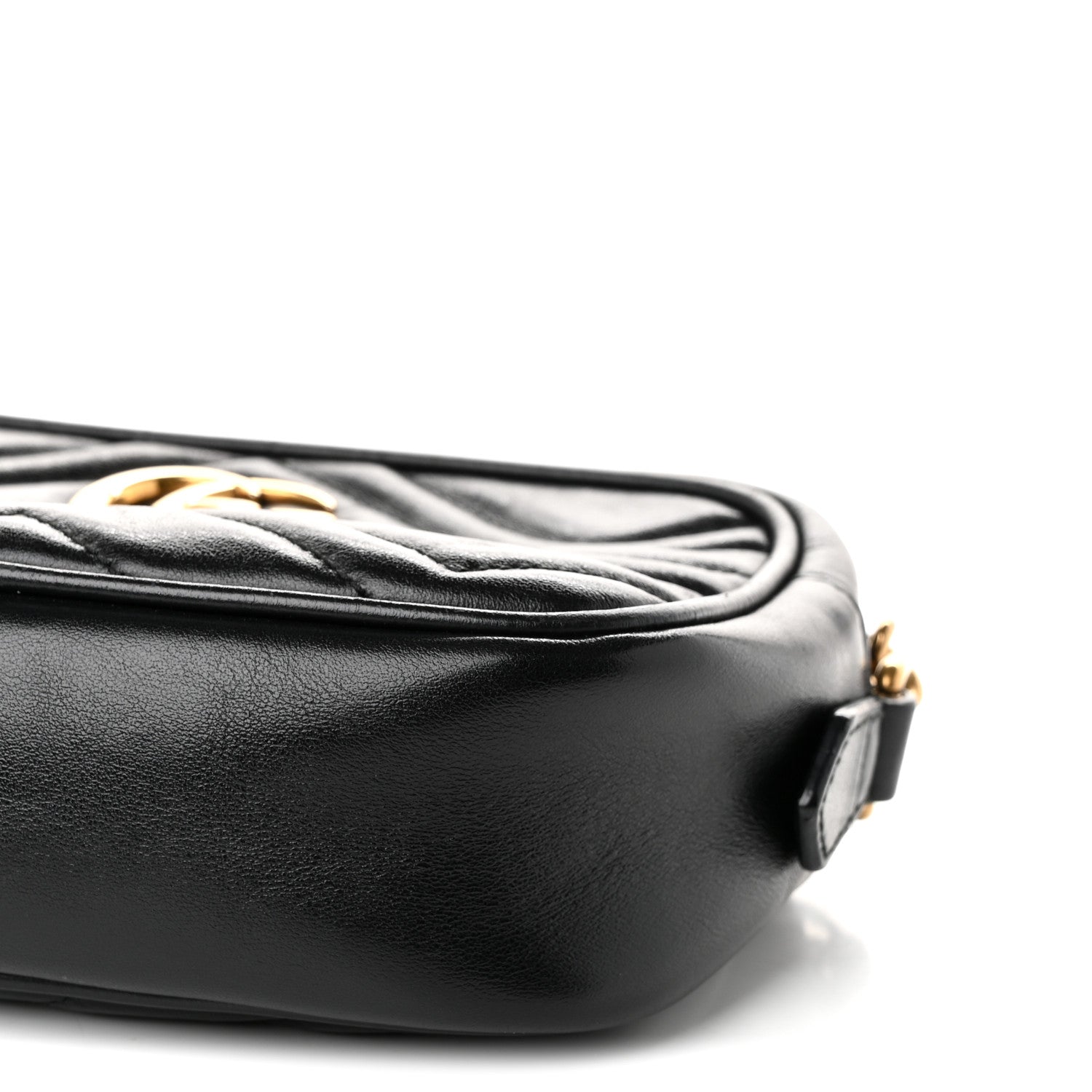 Gucci Calfskin Matelasse Mini GG Marmont Chain Shoulder Bag Black 9 of 9