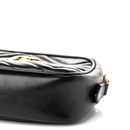 Gucci Calfskin Matelasse Mini GG Marmont Chain Shoulder Bag Black 9 of 9