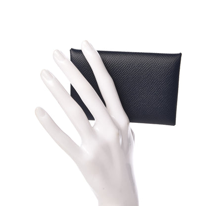 Hermes Epsom Calvi Card Case Bleu Nuit 2 of 8