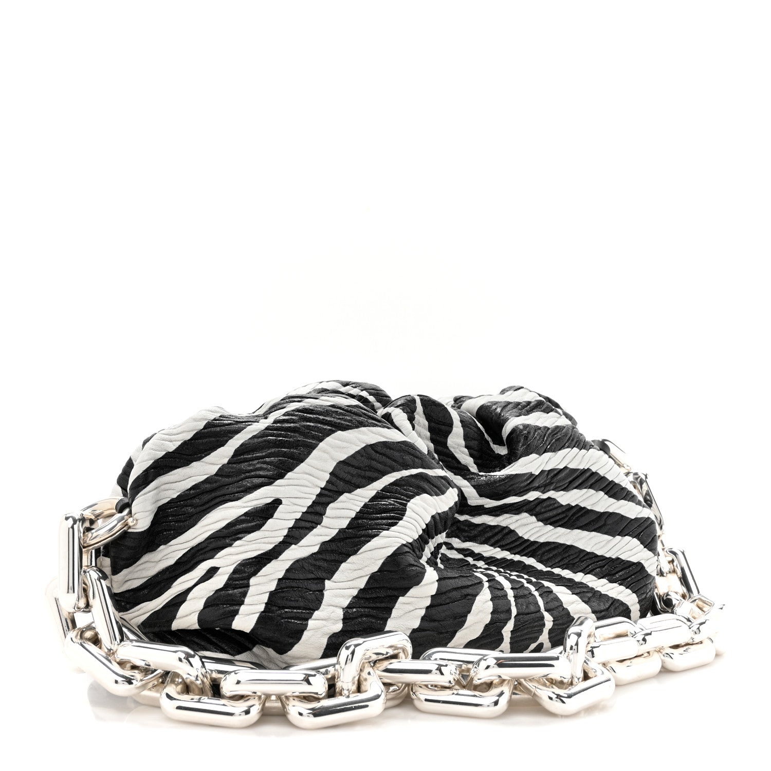 Bottega Veneta Nappa Zebra Print The Pouch Oversized Clutch White Black 3 of 10