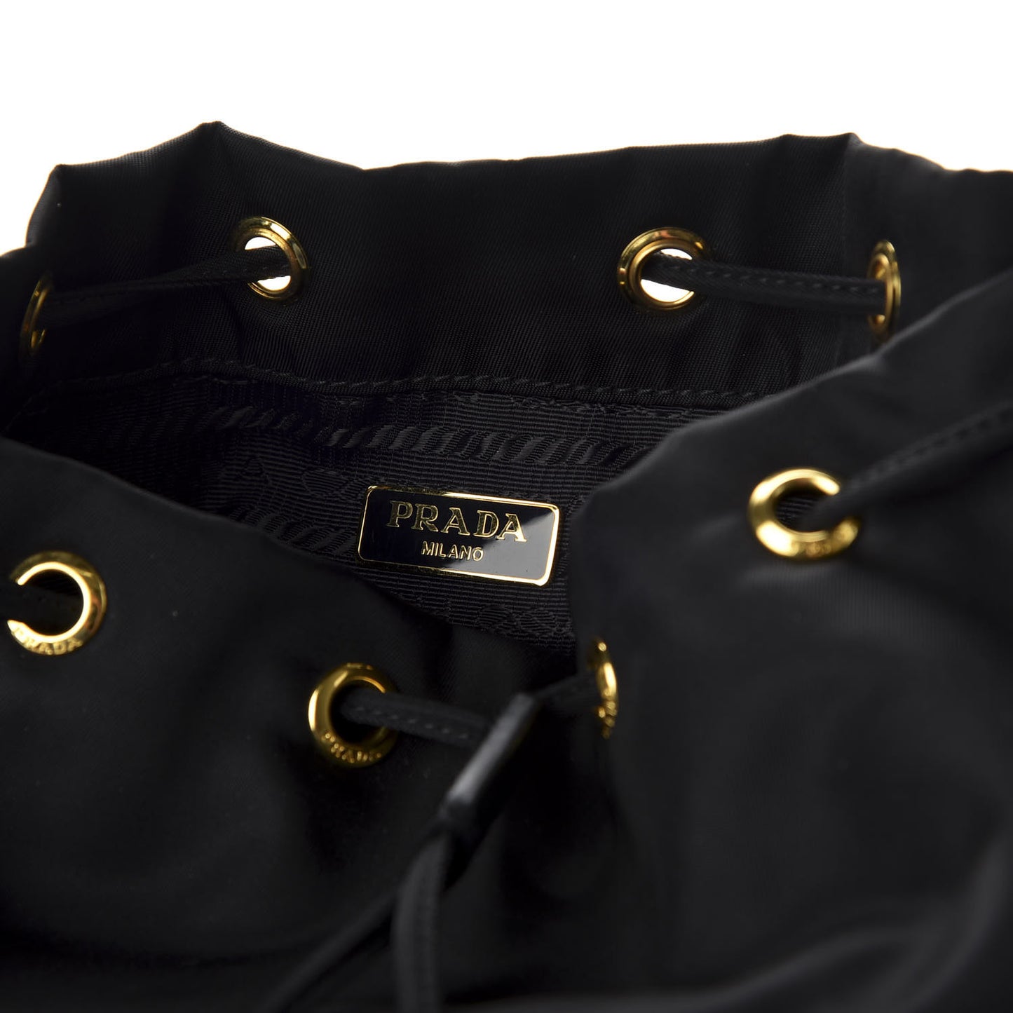 Saffiano Tessuto Nylon Mini Bucket Crossbody Bag Black