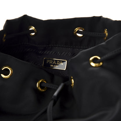 Prada Saffiano Tessuto Nylon Mini Bucket Crossbody Bag Black 6 of 9