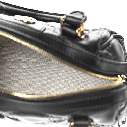 Gucci Calfskin GG Matelasse Mini Bowler Bag Black Natural 5 of 8