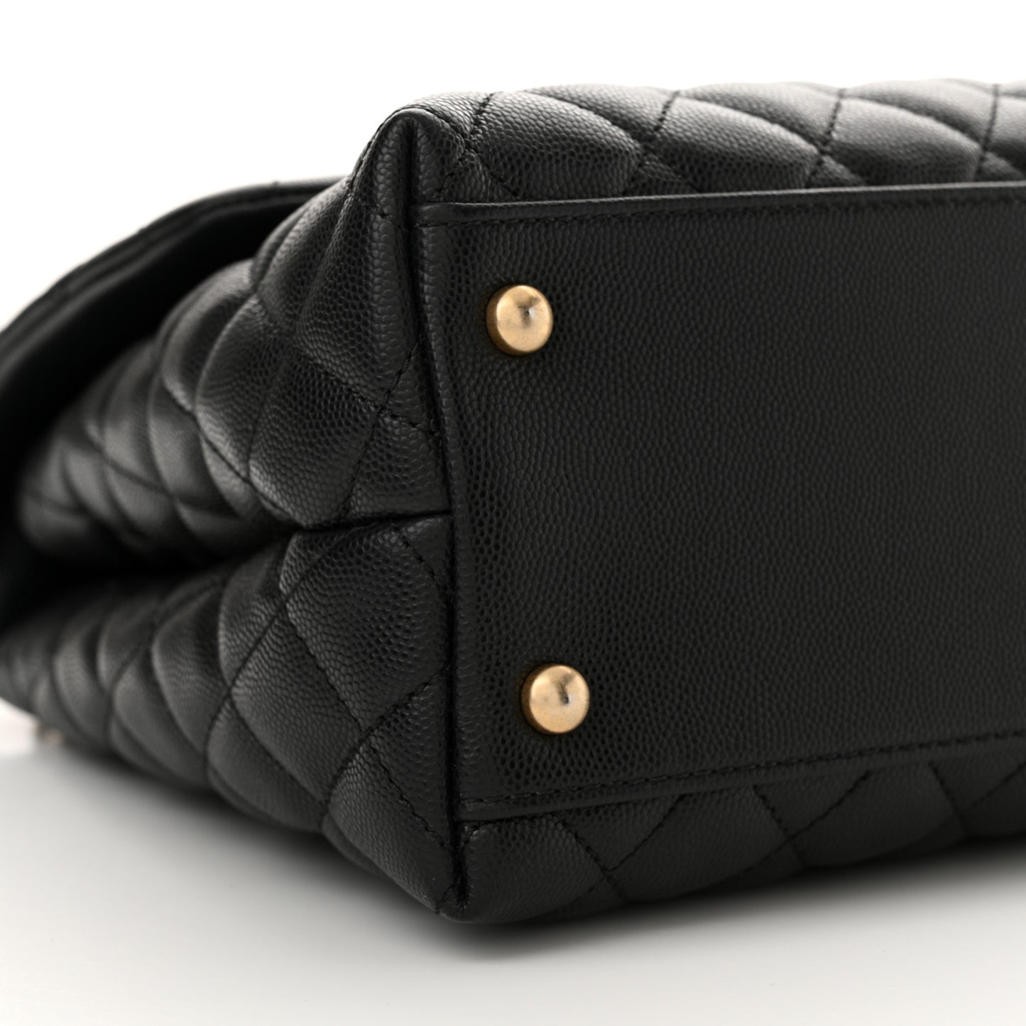 Caviar Elaphe Quilted Medium Coco Handle Flap Black Burgundy