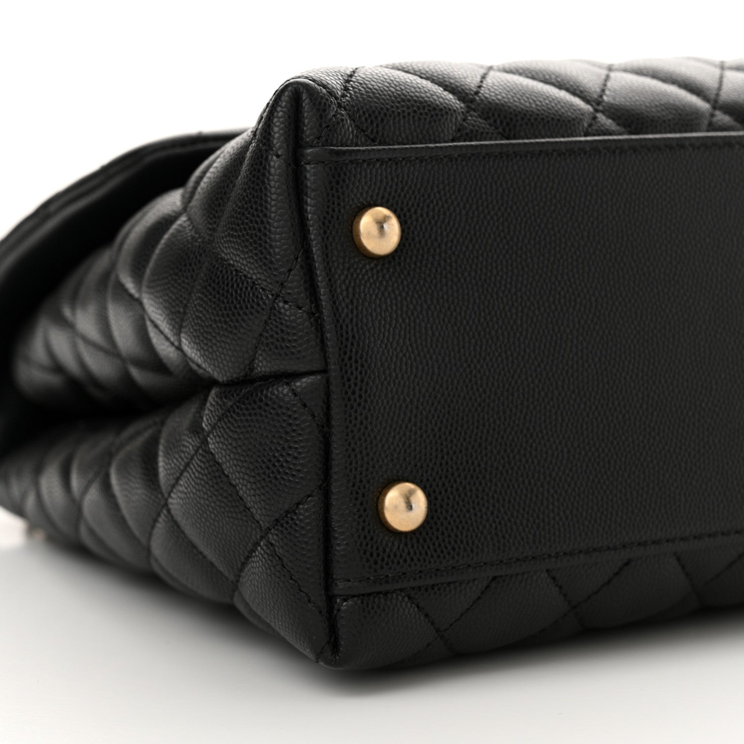 Chanel Caviar Elaphe Quilted Medium Coco Handle Flap Black Burgundy 8 of 9