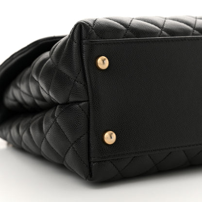 Chanel Caviar Elaphe Quilted Medium Coco Handle Flap Black Burgundy 8 of 9