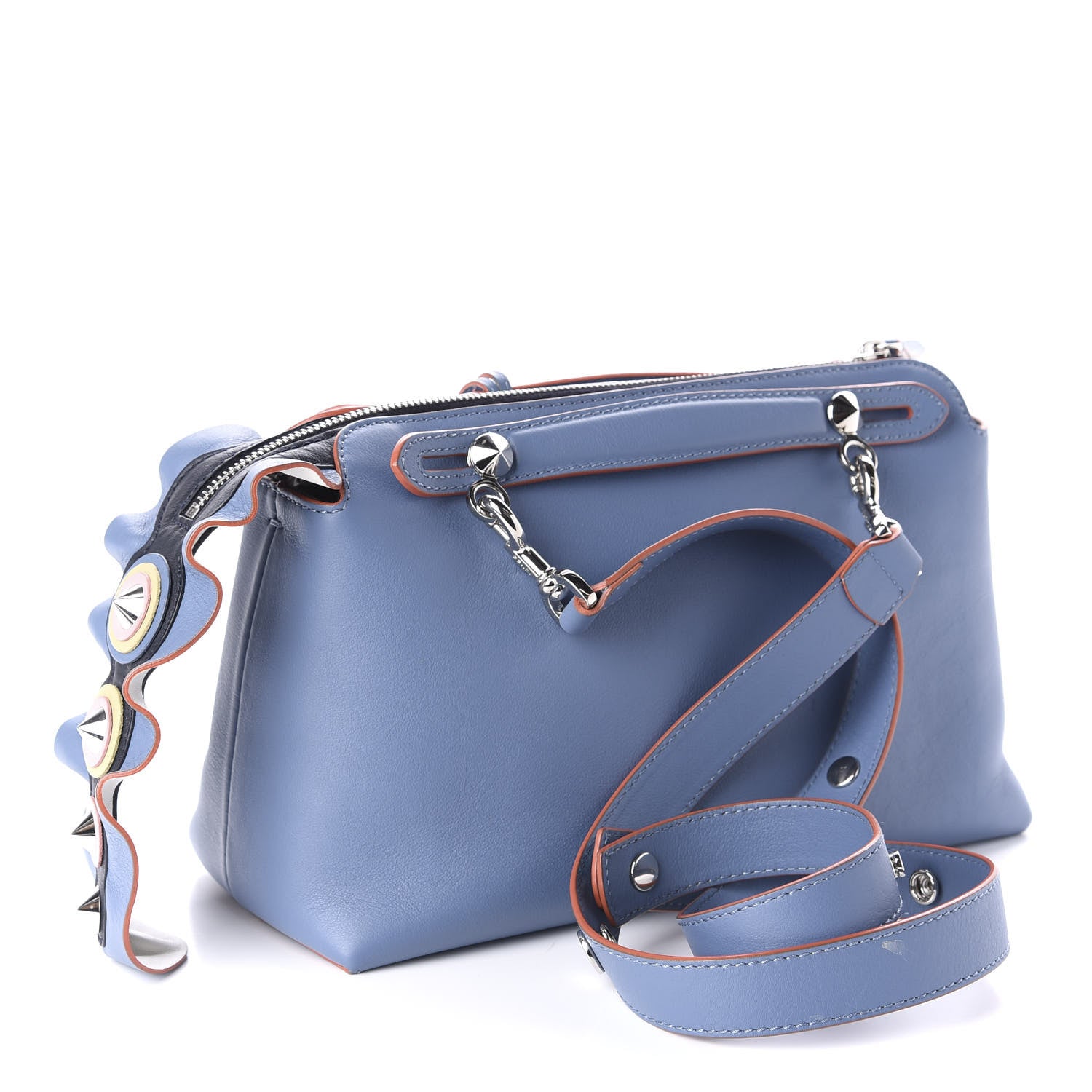 Fendi Vitello Dolce Waves Croc Tail Studded Medium By The Way Boston Bag Ceruleo Multicolor 3 of 11