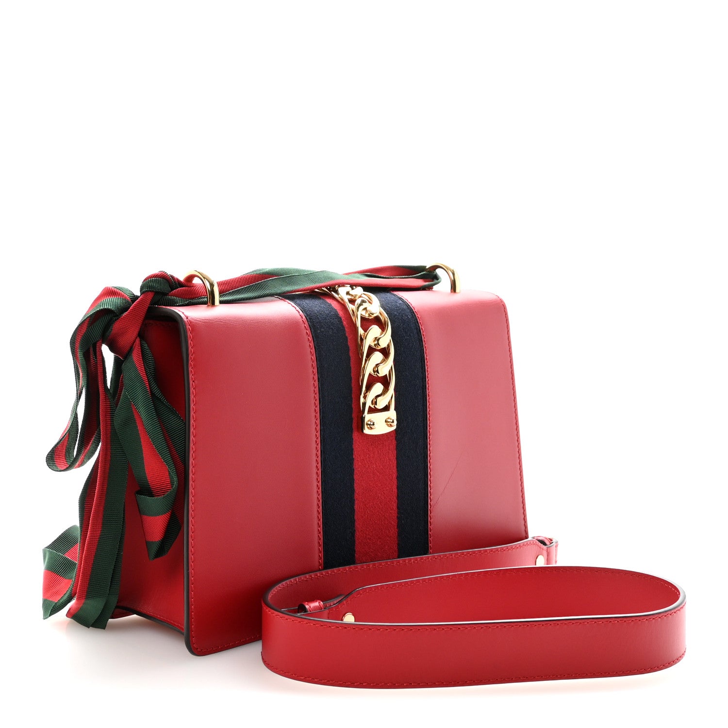 Gucci Calfskin Small Sylvie Shoulder Bag Hibiscus Red 3 of 10
