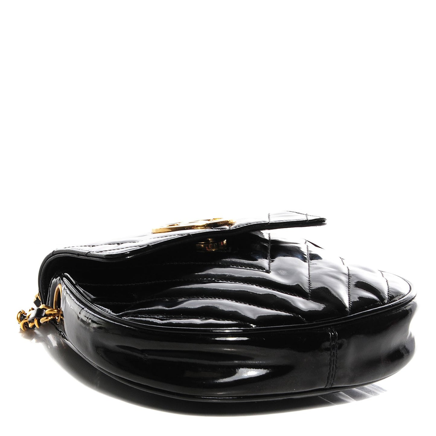 Patent Chevron Mini Flap Black