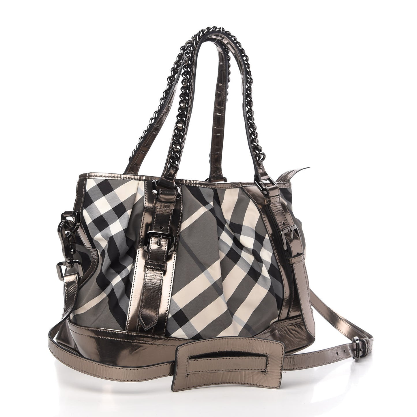 Calfskin Smoked Check Chain Strap Shoulder Bag