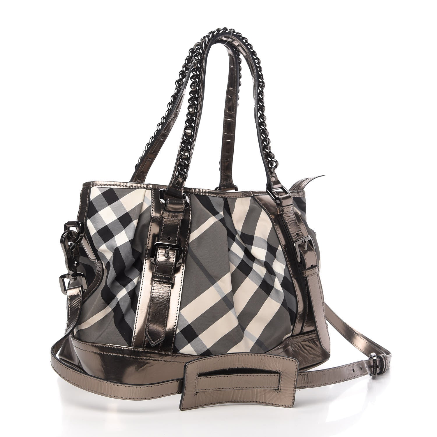 Burberry Calfskin Smoked Check Chain Strap Shoulder Bag 3 of 13
