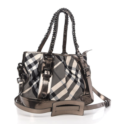 Burberry Calfskin Smoked Check Chain Strap Shoulder Bag 3 of 13