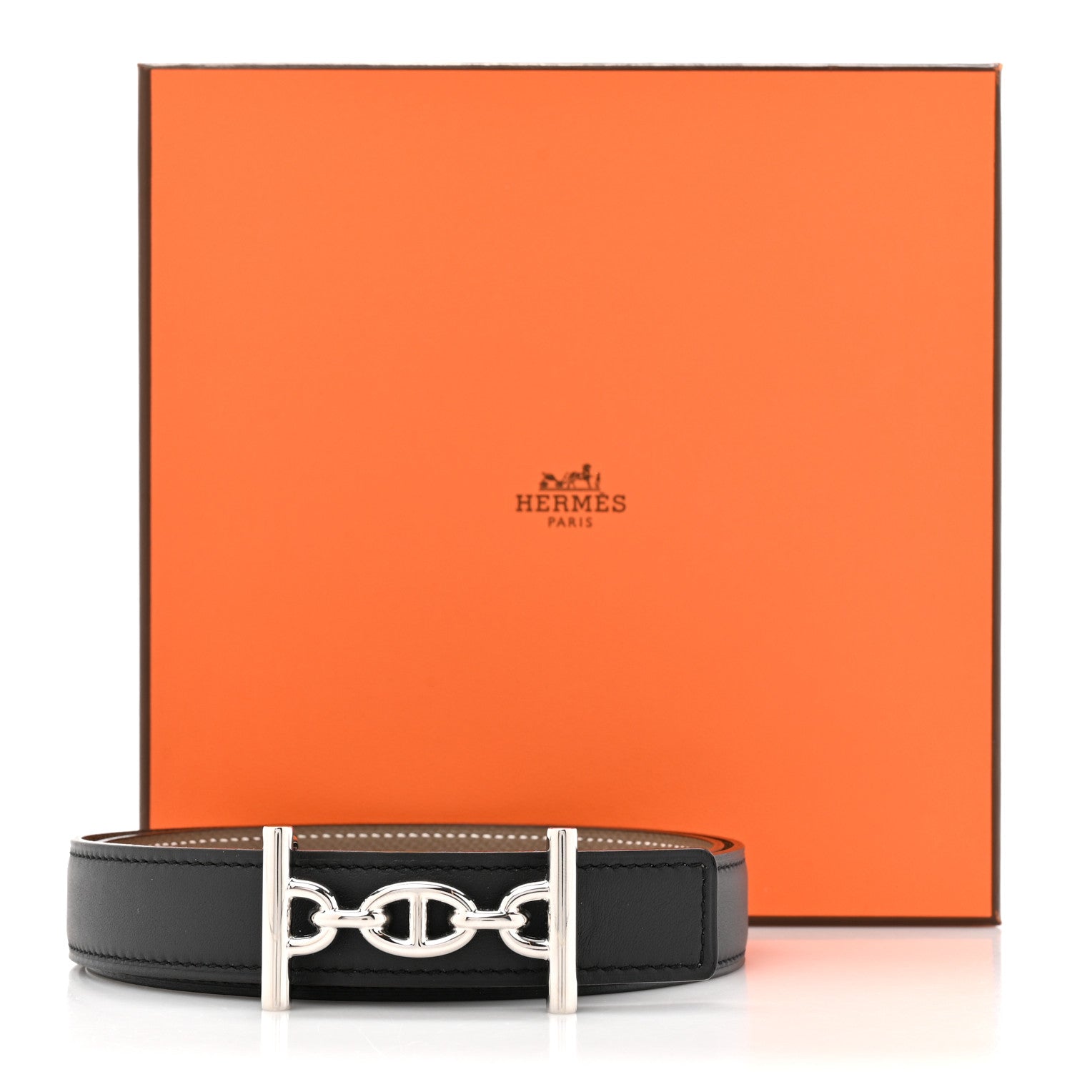 Hermes Swift Epsom 24mm Lagune Belt 80 Black Etoupe 6 of 6